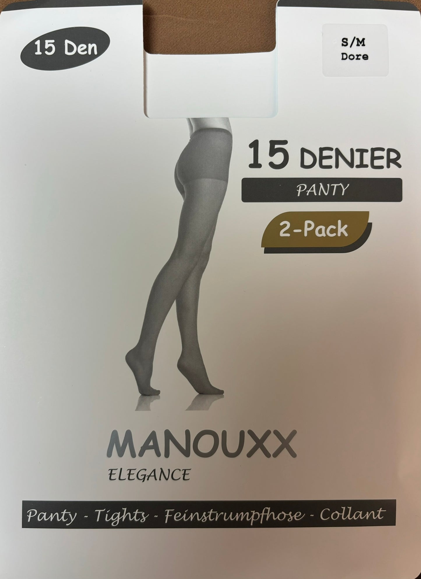 Manouxx panty 15 denier (2 pak!) Klik voor de kleuren.